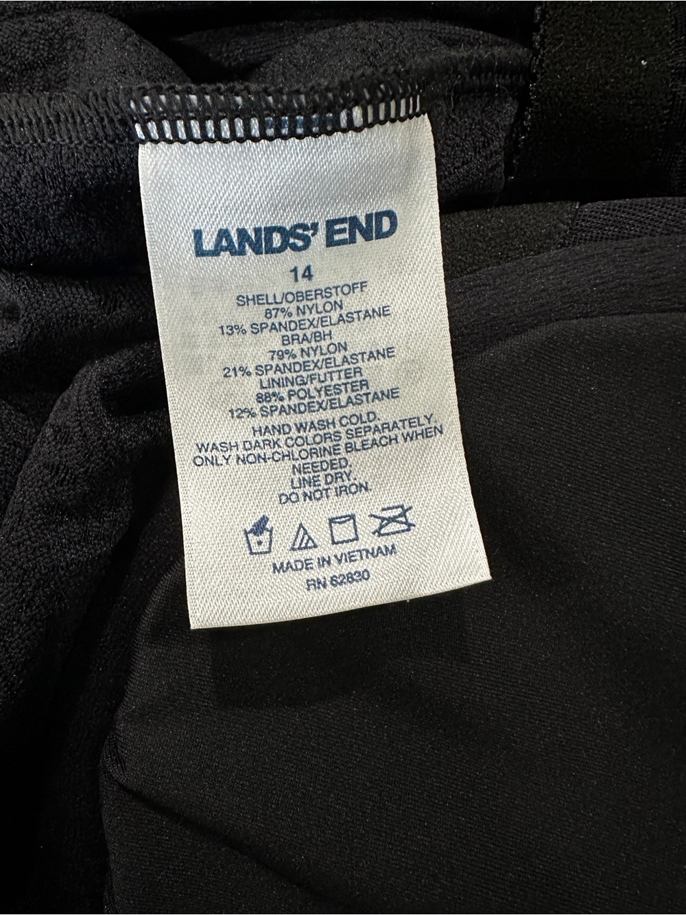 NWT Lands’ End Black Textured Paisley Tankini Set Size 14 - Picture 5 of 6